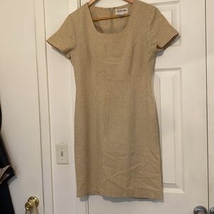 VTG Carolhorn faded yellow gingham print dress